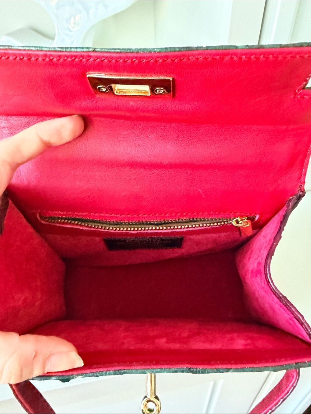 IMPERIO CLANDESTINO Luna Mini Green & Burgundy Python Leather Purse $900 Retail - Picture 4 of 16
